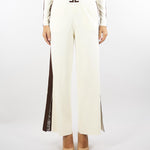 Pantaloni Milk-Coffee in viscosa con bande lucide KP69S56E2 EG2 ELISABETTA FRANCHI 