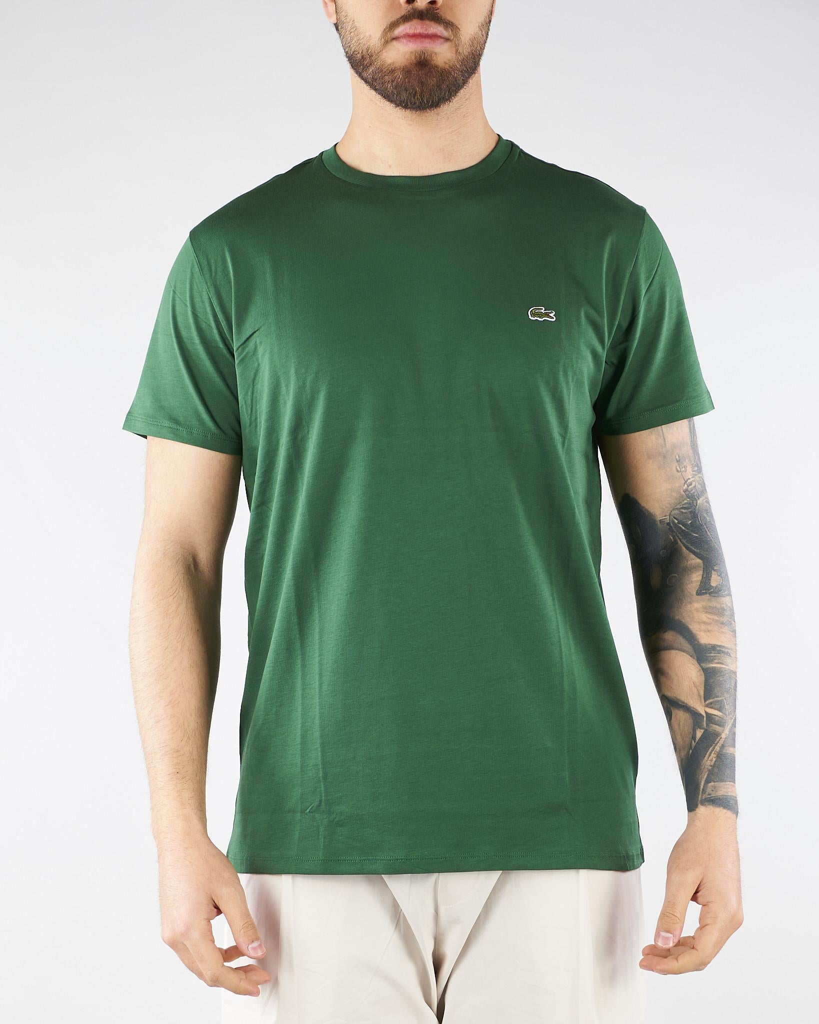 T-shirt Verde in cotone Pima TH6709 132 LACOSTE 