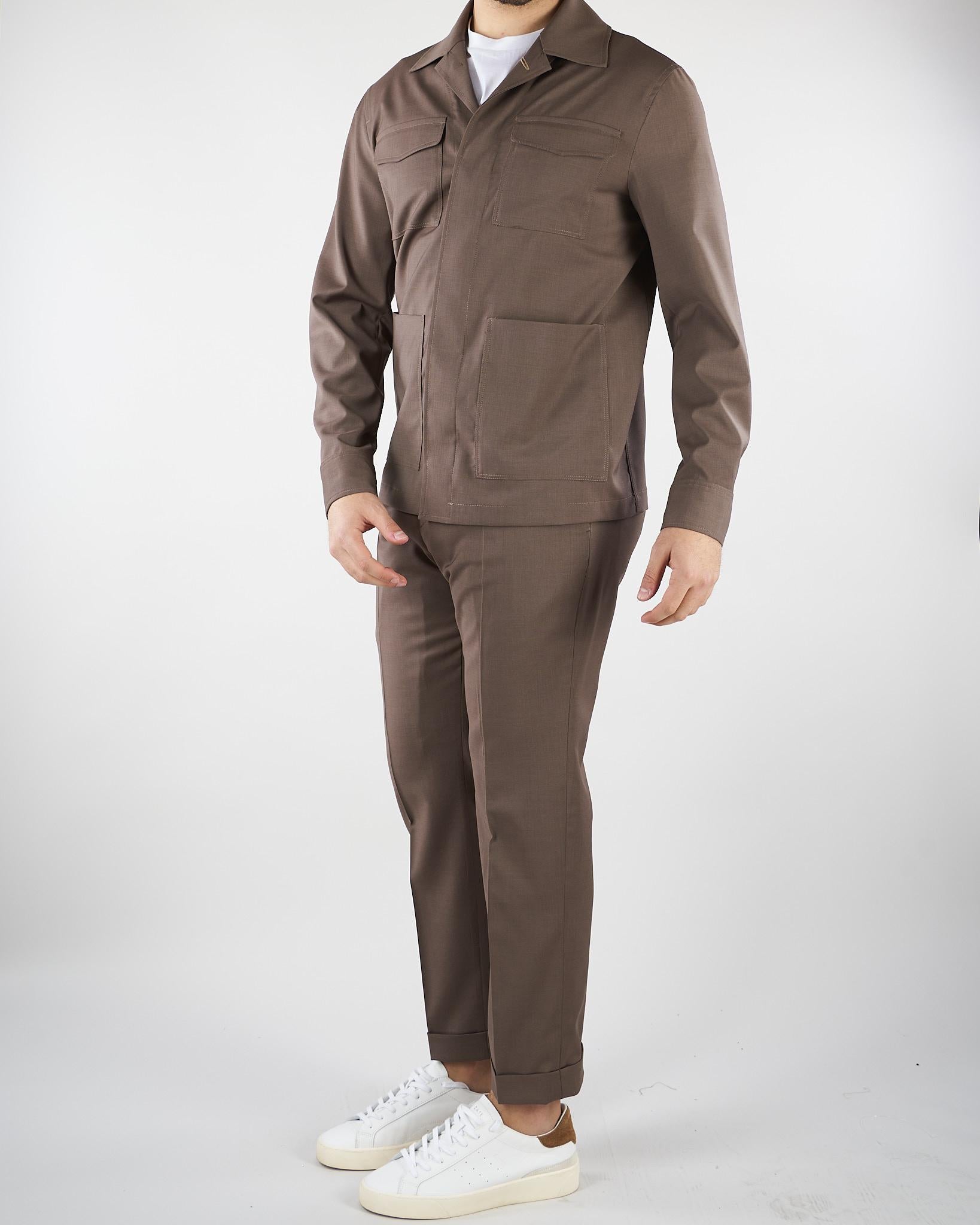 Overshirt Tortora in fresco di lana stretch 4032G2458260000 29 MANUEL RITZ 