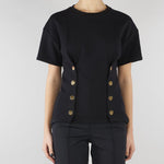 T-shirt Nero con bottoni gold MA00461E2 110 ELISABETTA FRANCHI 