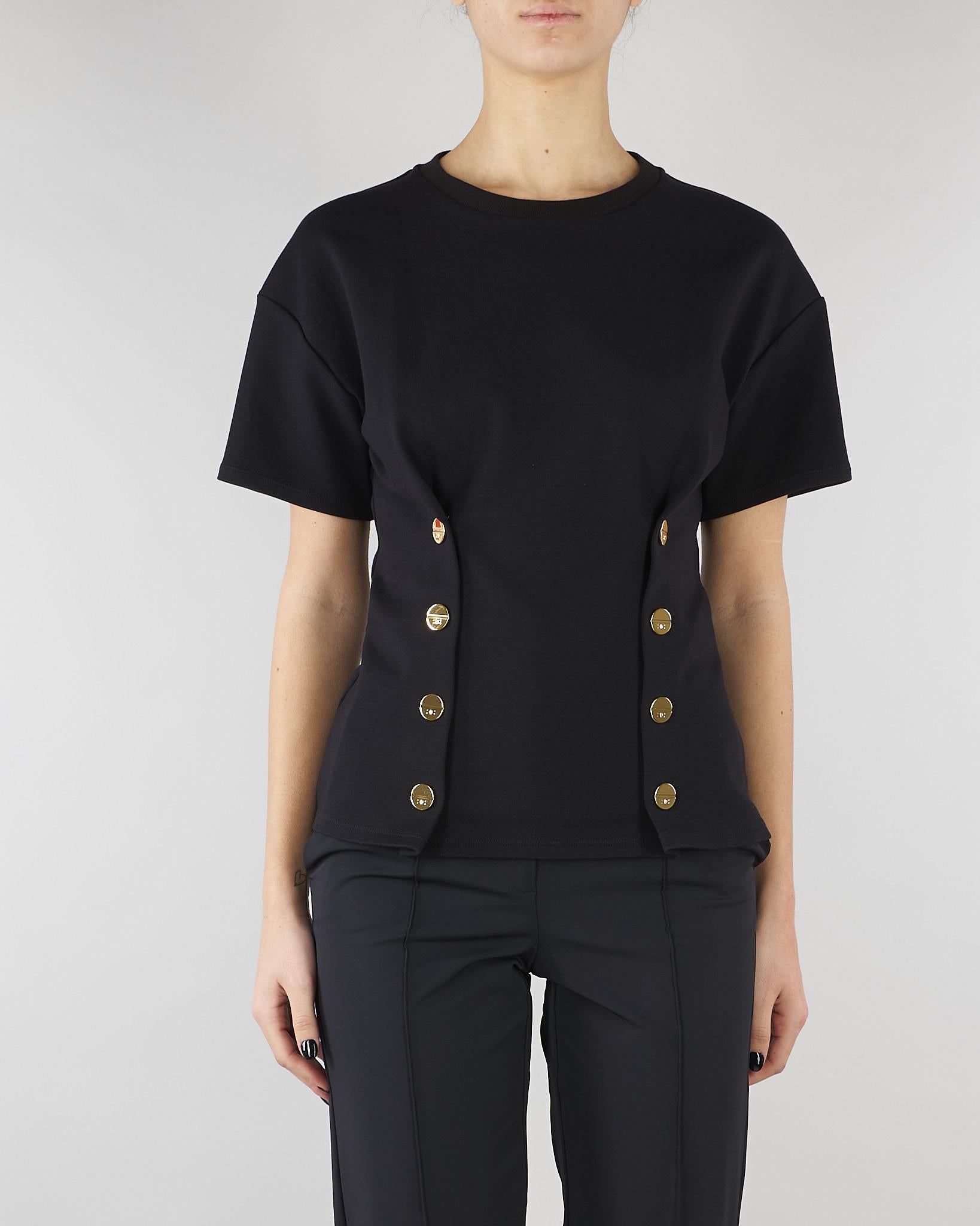 T-shirt Nero con bottoni gold MA00461E2 110 ELISABETTA FRANCHI 