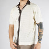Maglia Polo jacquard Panna con profili a contrasto A021F600 1102 PAOLO PECORA 