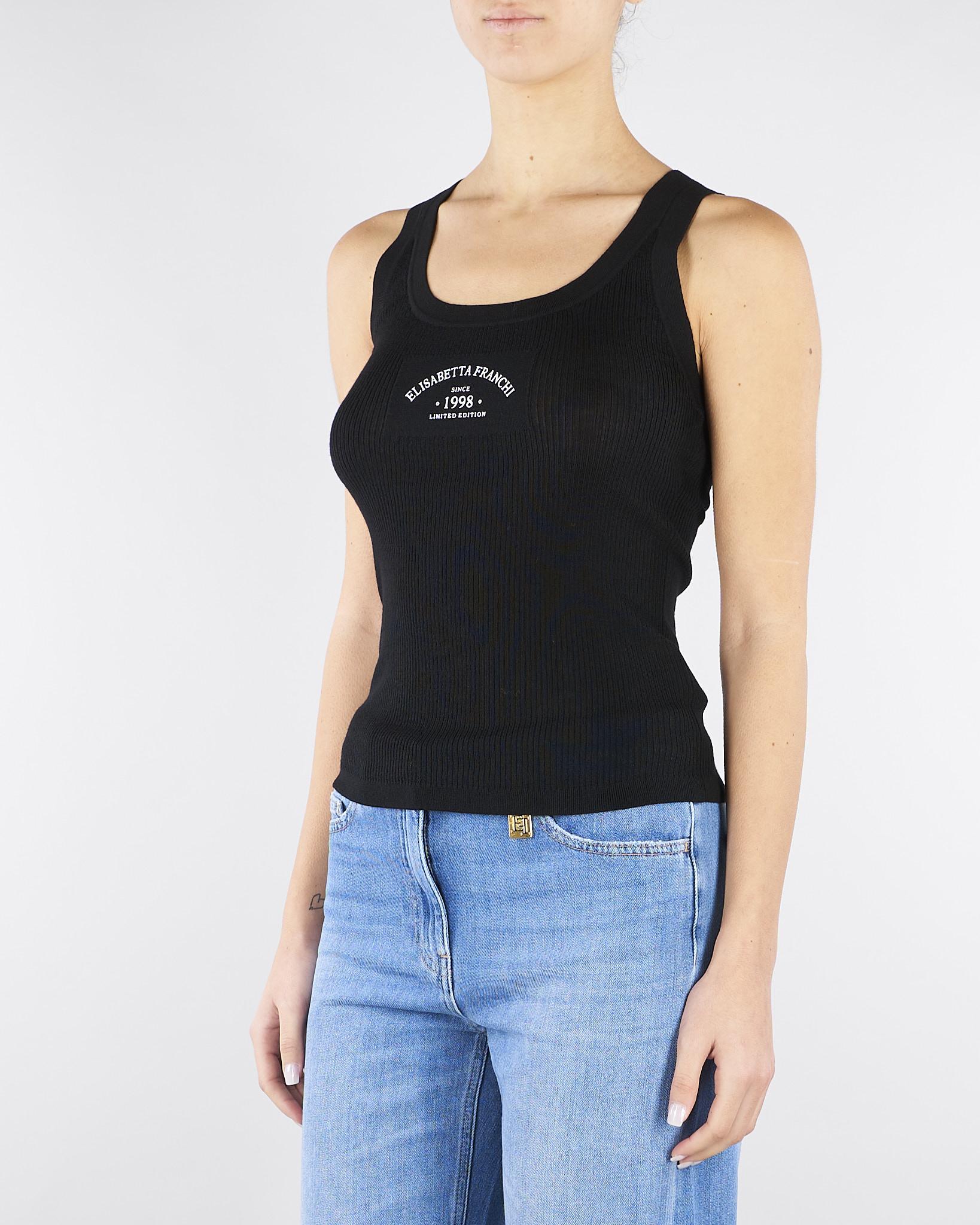 Top Nero in maglia con logo TK80B61E2 110 ELISABETTA FRANCHI 
