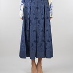 Gonna jacquard Blu con pieghe E1189734 81 CLIPS 