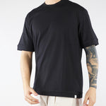 T-shirt Nero in jersey di cotone Relaxed fit F0114095 9000 PAOLO PECORA 