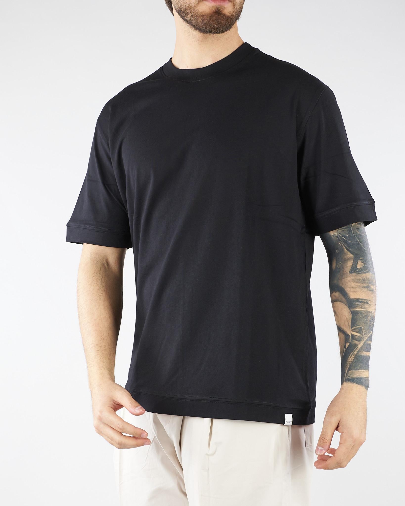 T-shirt Nero in jersey di cotone Relaxed fit F0114095 9000 PAOLO PECORA 