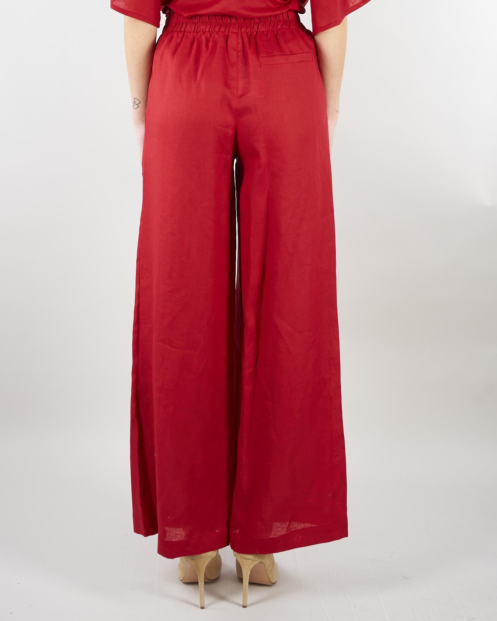 Pantalone Rosso in lino wide leg SP5LE038 4031 ICONA 