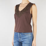 Top Cioccolato in jersey con pizzo RA6152J5003 90913 BLUGIRL 