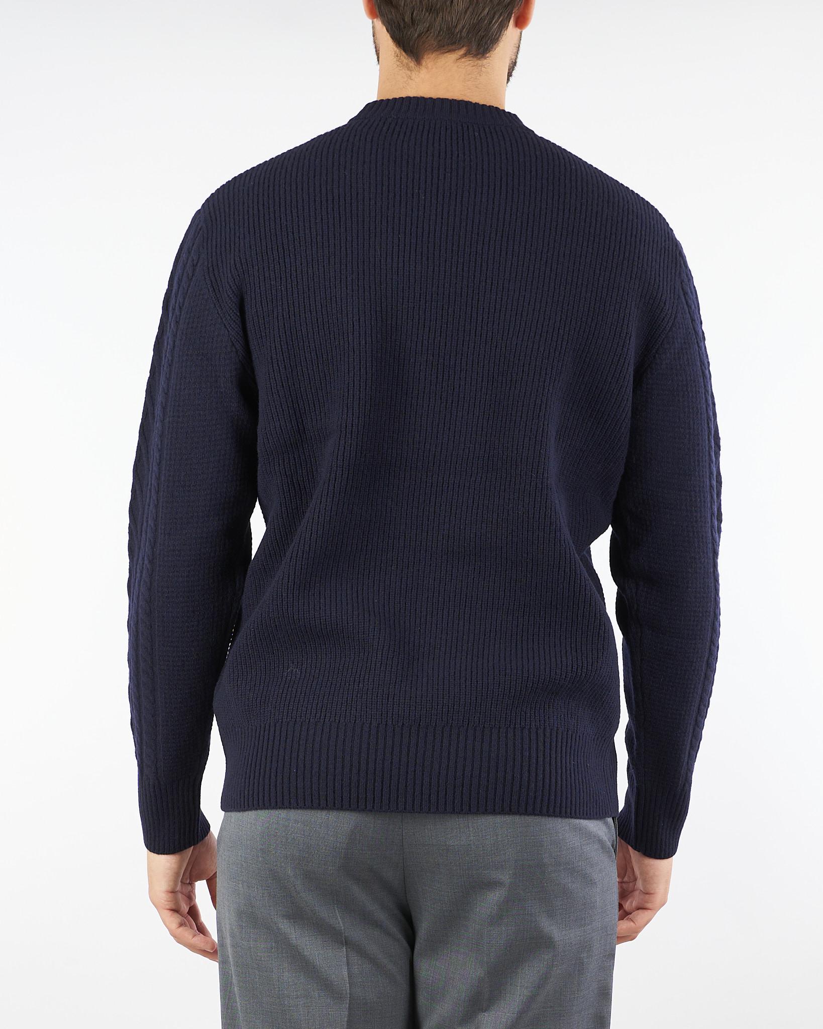 Maglia jacquard Blu in pura lana A044F004 6462 PAOLO PECORA 