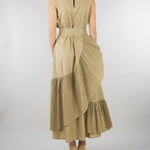 Abito Beige con balze plissettate M6EL00 981 MEIMEIJ 