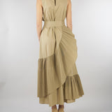 Abito Beige con balze plissettate M6EL00 981 MEIMEIJ 