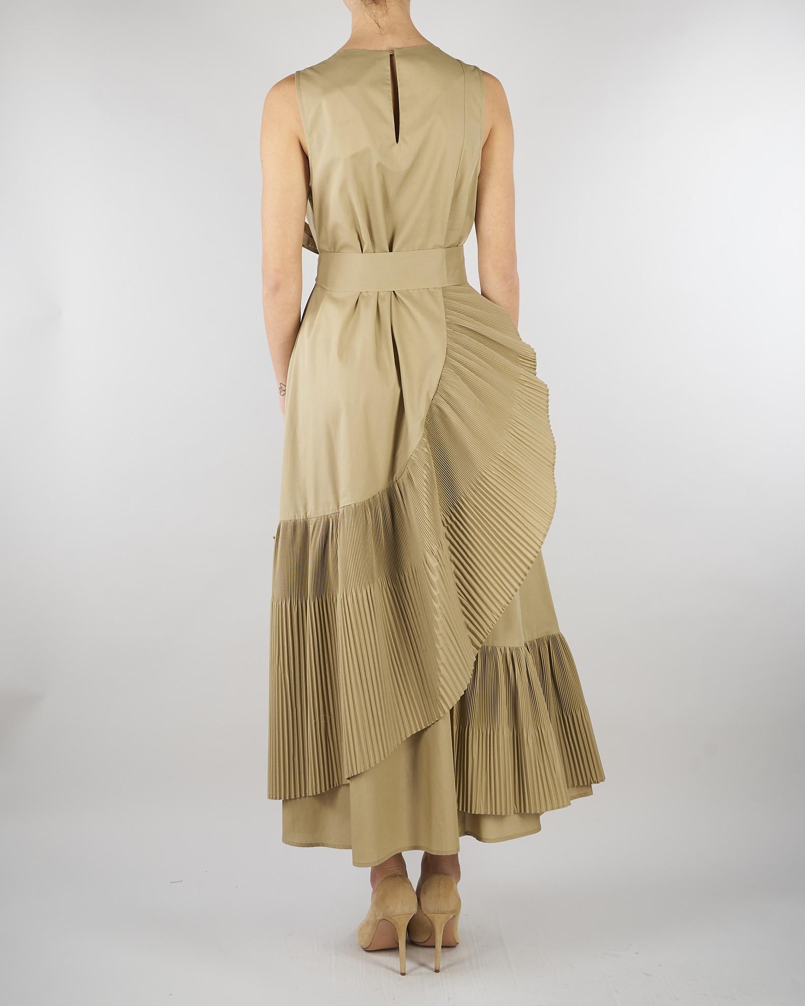 Abito Beige con balze plissettate M6EL00 981 MEIMEIJ 