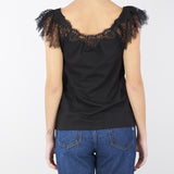 Top in jersey con pizzo