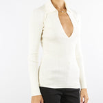 Maglia Milk a costine con dettagli à jour MK09B56E2 DZ9 ELISABETTA FRANCHI 