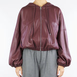Bomber Bordeaux in ecopelle con cappuccio VHN6KGJC 85 IMPERIAL 