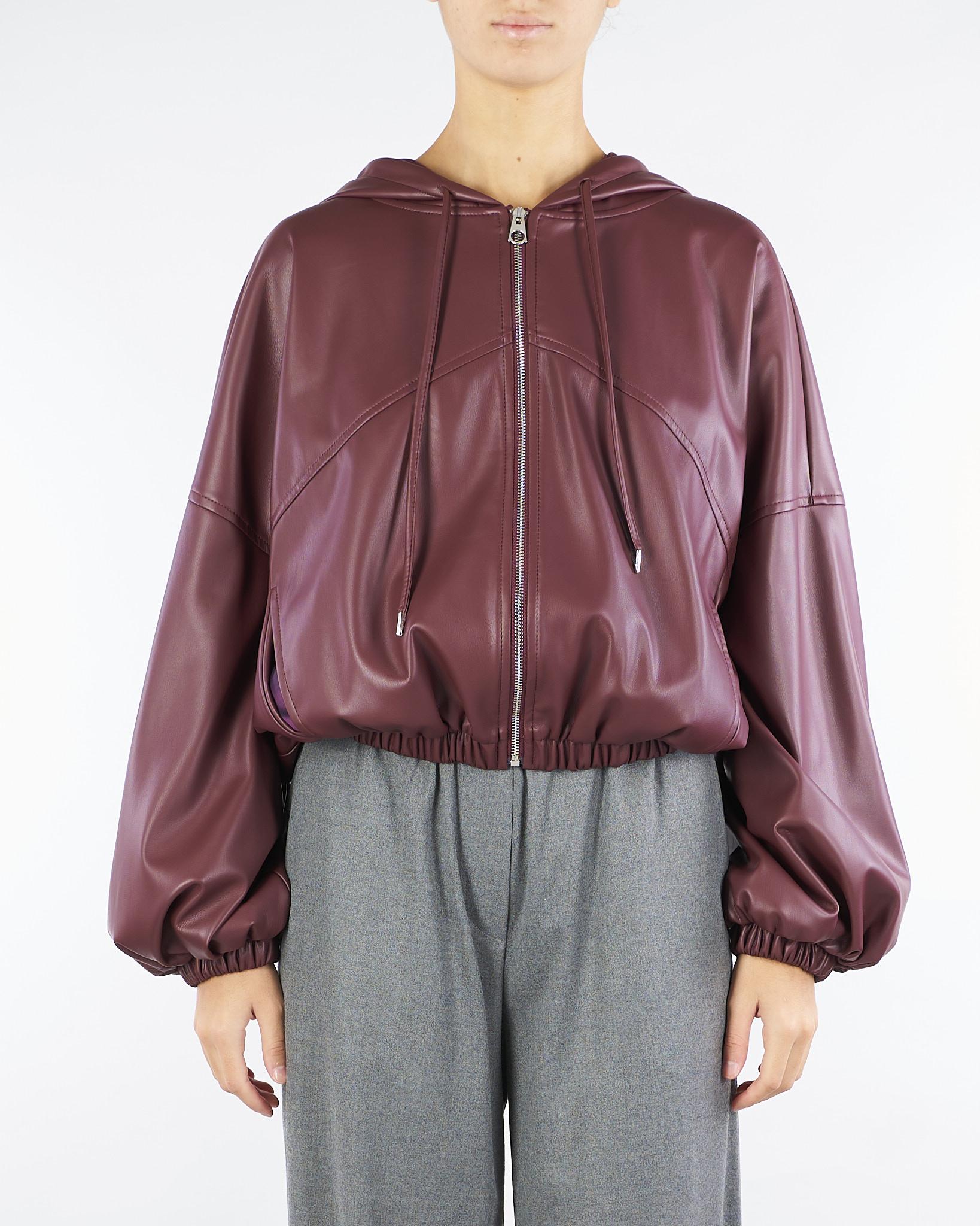 Bomber Bordeaux in ecopelle con cappuccio VHN6KGJC 85 IMPERIAL 