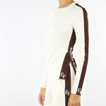 Maglia Milk-Coffee in viscosa con bande lucide<BR/> MK03S56E2 EG2 ELISABETTA FRANCHI 
