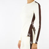 Maglia Milk-Coffee in viscosa con bande lucide<BR/> MK03S56E2 EG2 ELISABETTA FRANCHI 