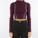 Maglia Bordeaux glam rock aderente 2K0320K291 M536 PATRIZIA PEPE 