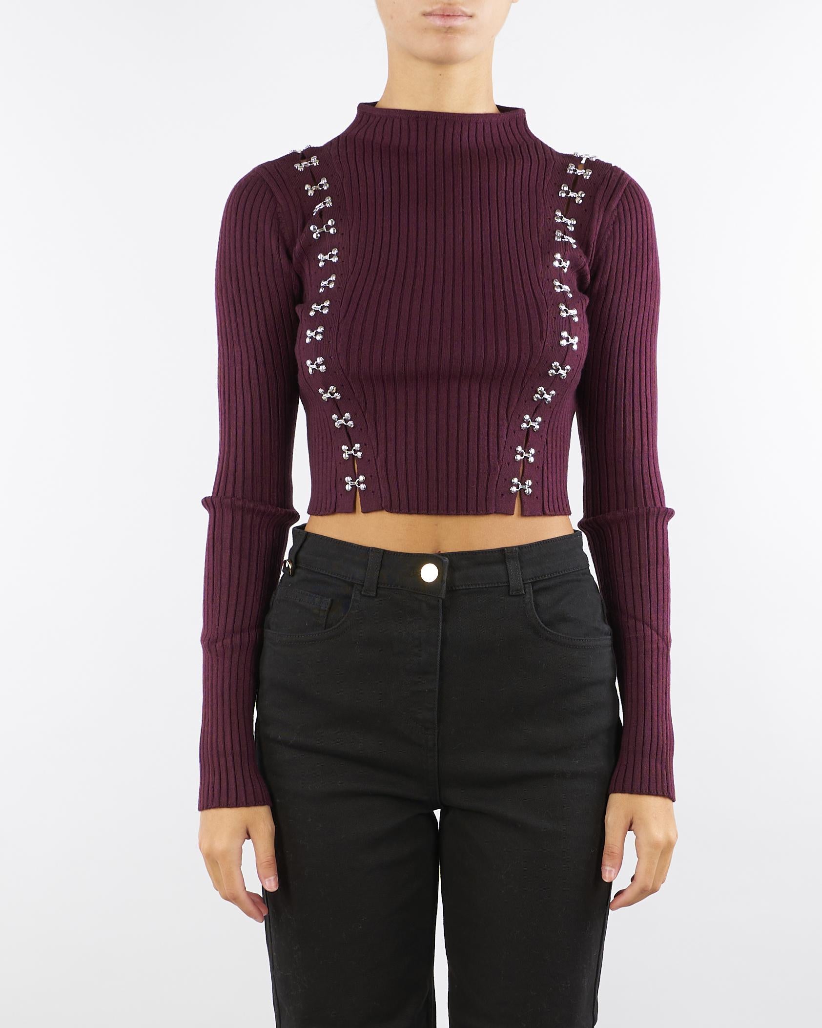 Maglia Bordeaux glam rock aderente 2K0320K291 M536 PATRIZIA PEPE 