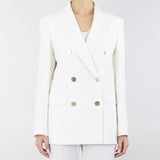 Blazer in crêpe satin di lana