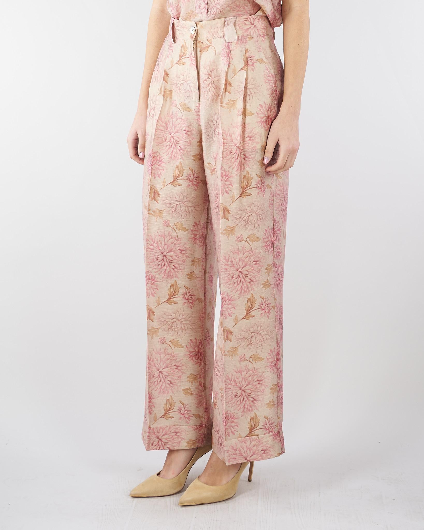 Pantalone ampio Rosa con piences in organza stampata PT1412450272 572 SEVENTY 