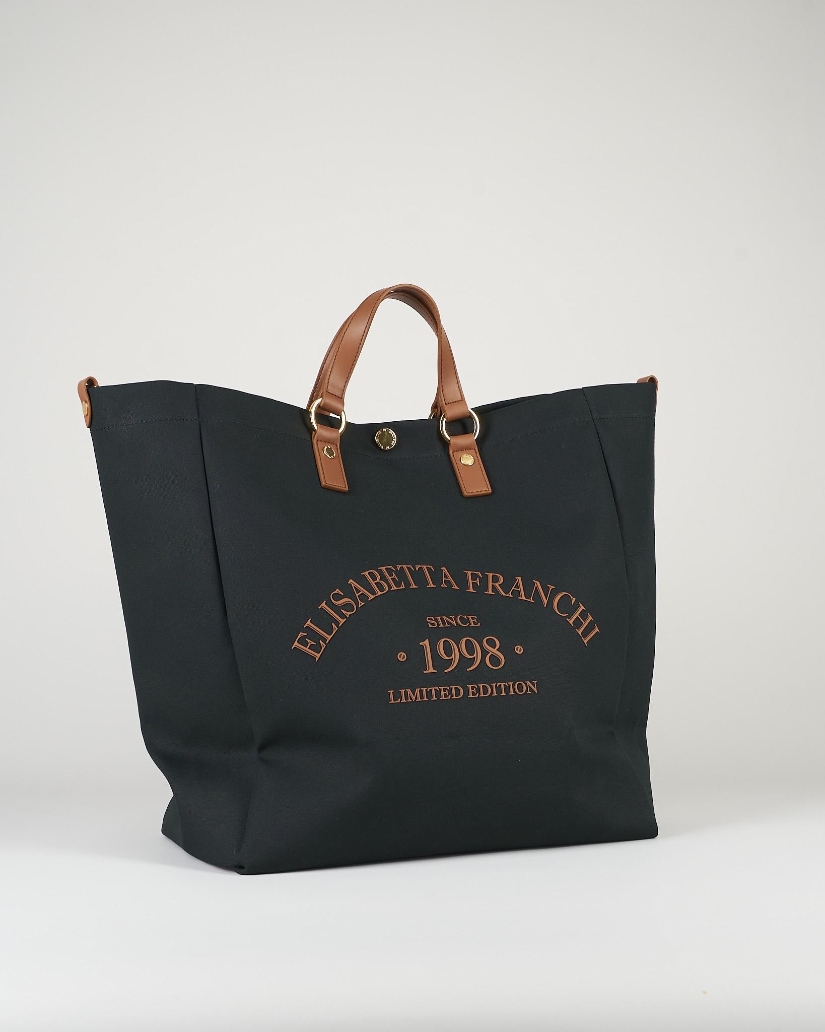 Tote Nero-Cuoio in canvas BS14A62E2 B58 ELISABETTA FRANCHI 