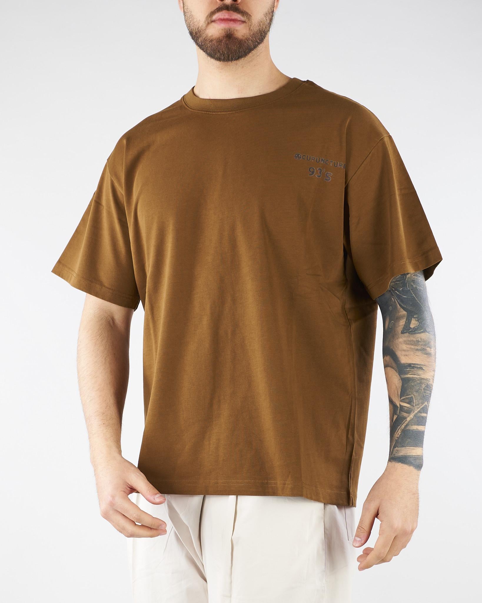 T-shirt Boxy Tabacco con logo e maxi stampa sul retro HTEM321202 917 ACUPUNCTURE 