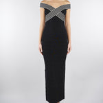 Abito lungo Nero-Burro in maglia con bande a righe AM75S61E2 685 ELISABETTA FRANCHI 