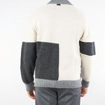 Cardigan Panna-Grigio in lana patchwork color block MA3411 28 I'M BRIAN 