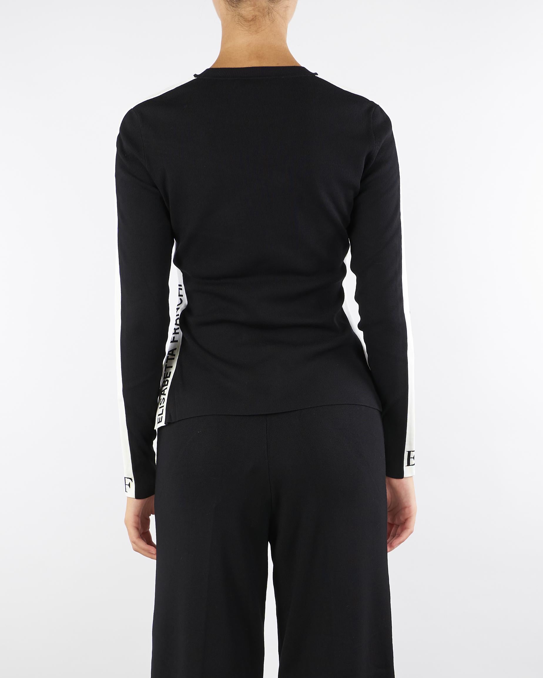 Maglia Nero-Milk in viscosa con bande lucide MK03S56E2 EF3 ELISABETTA FRANCHI 