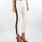 Pantaloni Milk-Nero bi-color in doppio crêpe con stampa PAS0156E2 EF1 ELISABETTA FRANCHI 