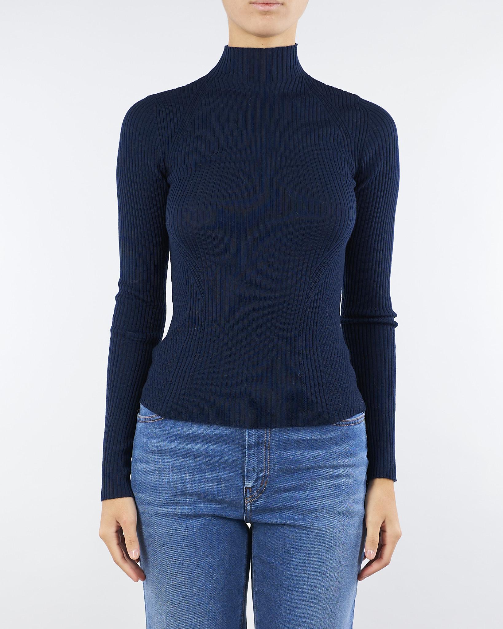 Maglia lupetto Blu a coste in lana TT3111 11956 TWIN SET 