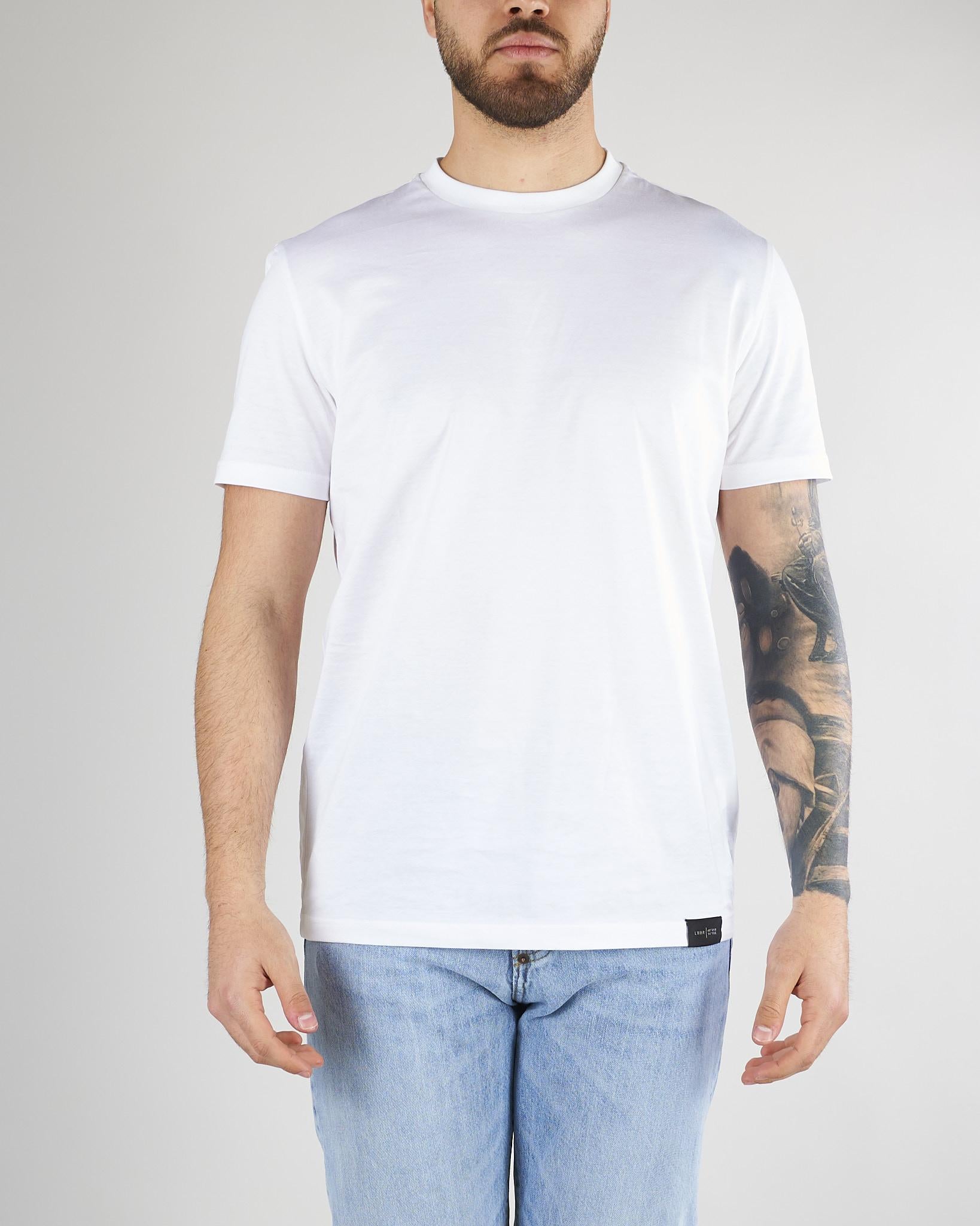 T-shirt Basic Bianco in cotone mercerizzato LT26001 A001 LOW BRAND 