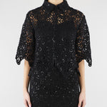 Camicia Nero in macramè con paillettes PBPGIULIVA 2 PENNY BLACK 
