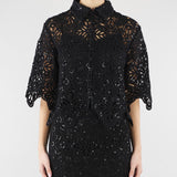 Camicia Nero in macramè con paillettes PBPGIULIVA 2 PENNY BLACK 