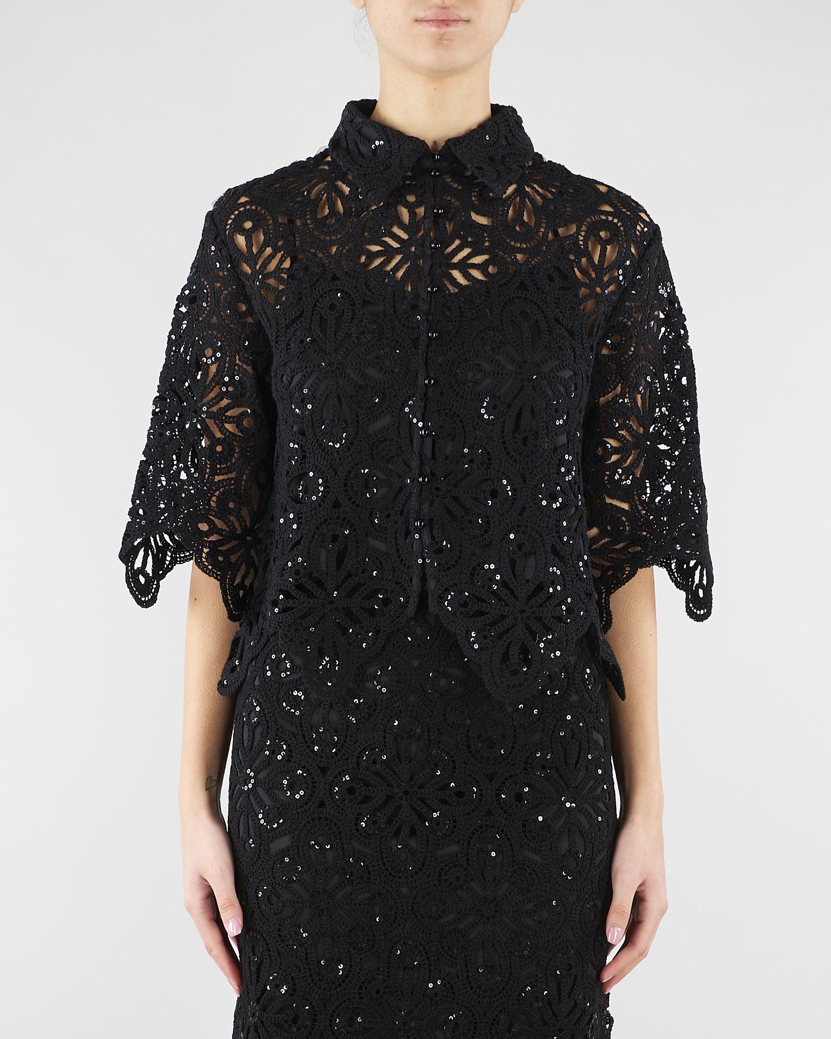 Camicia Nero in macramè con paillettes PBPGIULIVA 2 PENNY BLACK 