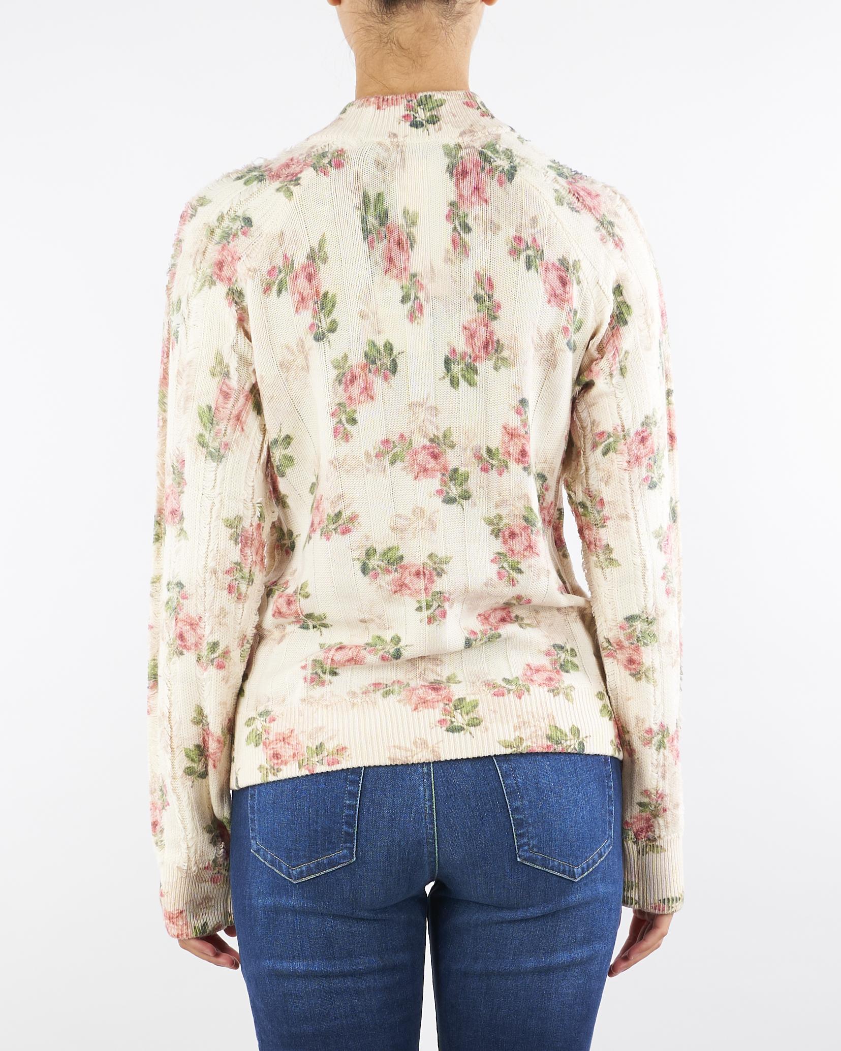 Maglia Crema-Rosa con stampa a fiori RF5187MA51I P9073 BLUGIRL 