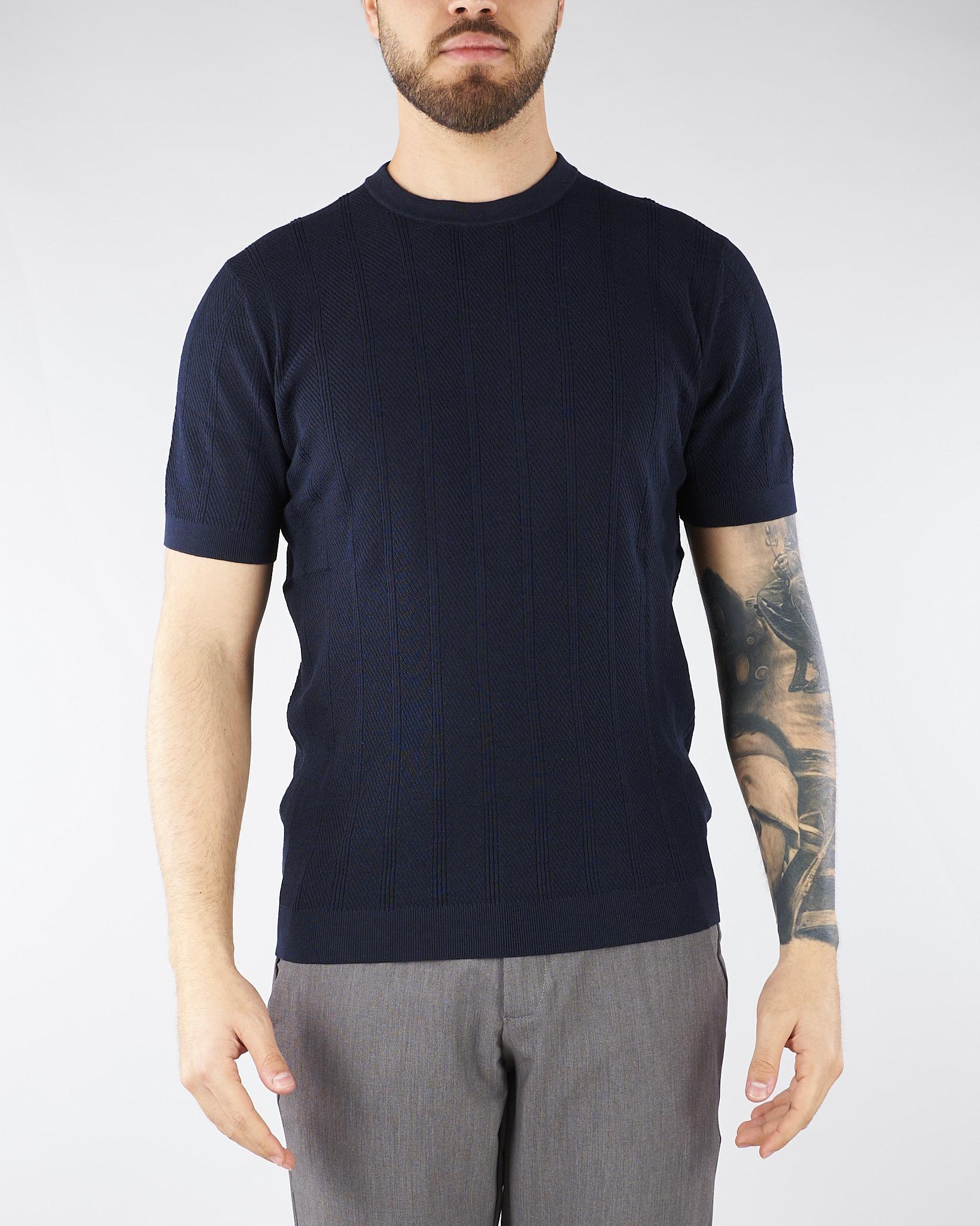 Maglia Blu jacquard in pura seta e cotone DK17058 89 DIKTAT 
