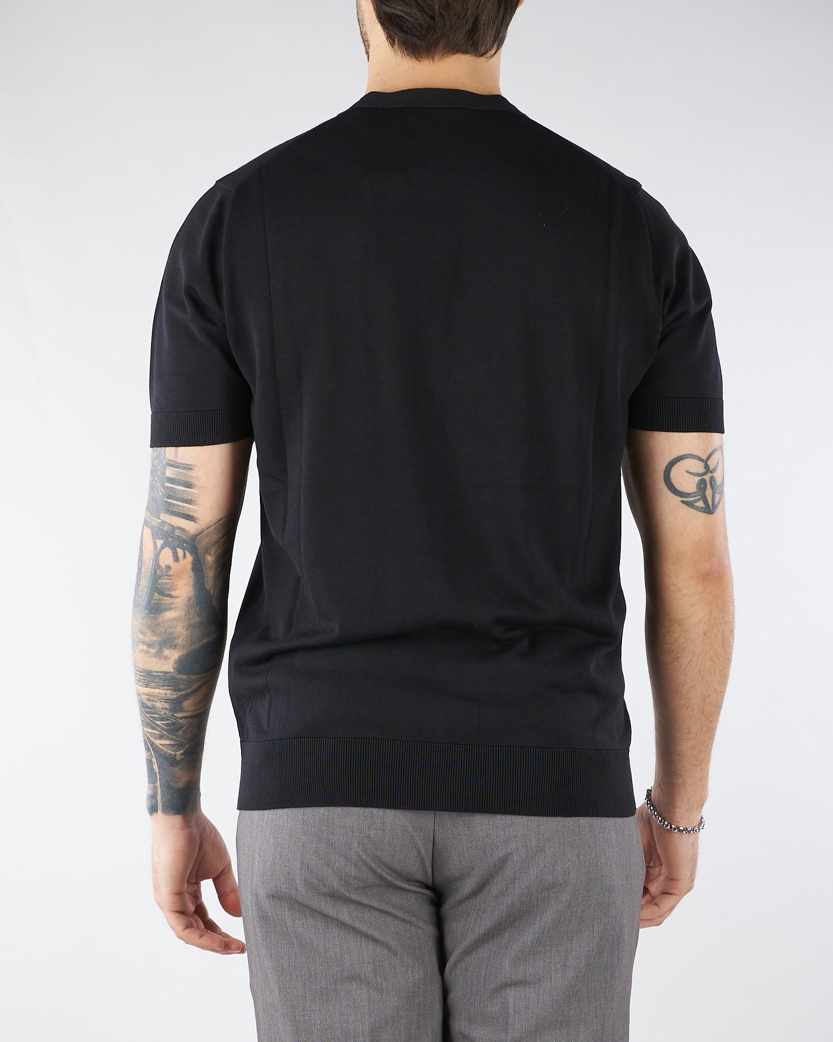 Maglia Nero in pura seta e cotone A010F200 9000 PAOLO PECORA 