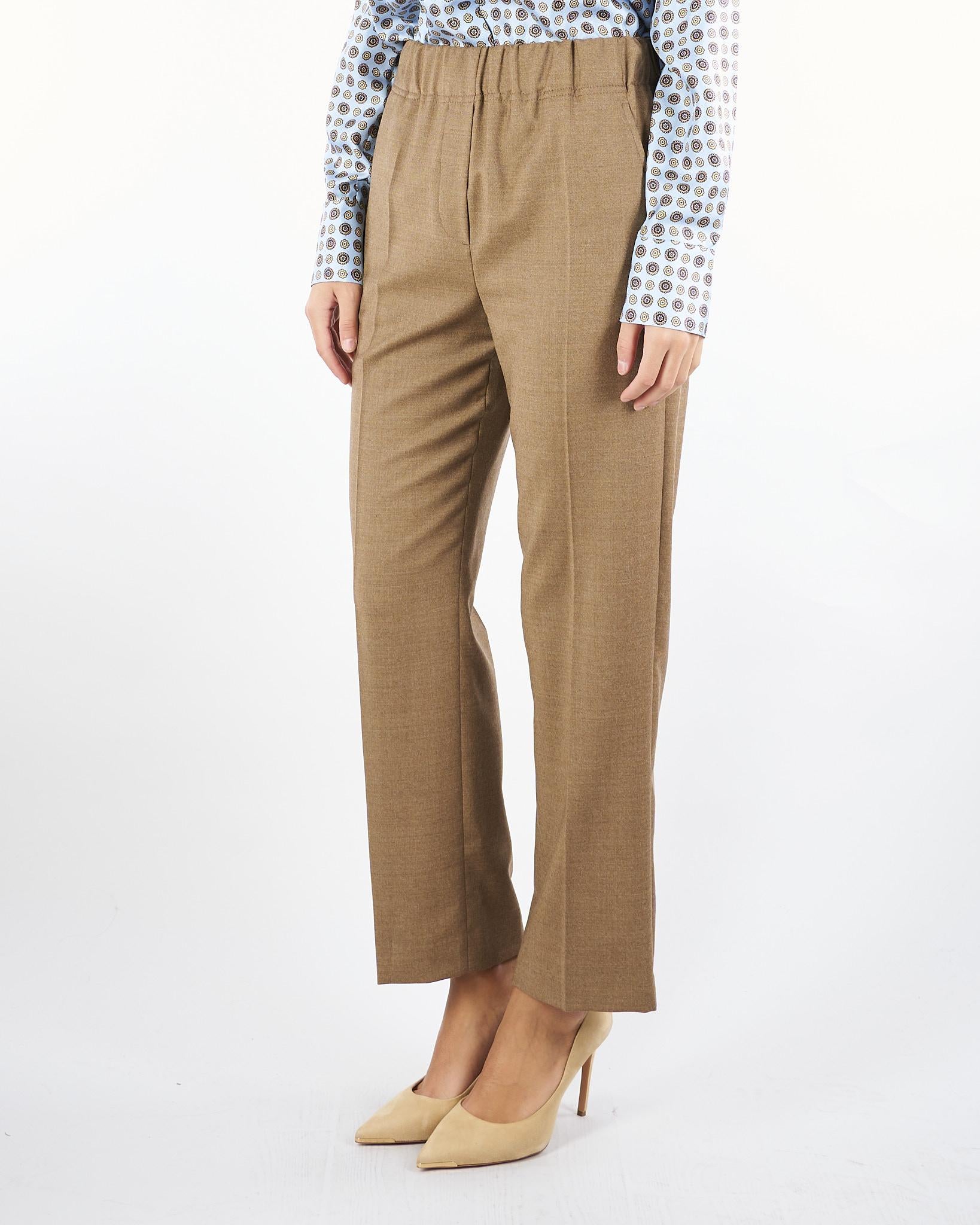 Pantalone Tabacco in flanella di lana HATELEY 42 MAX MARA WEEKEND 