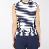 Top a righe Blu-Bianco con inserti in pizzo