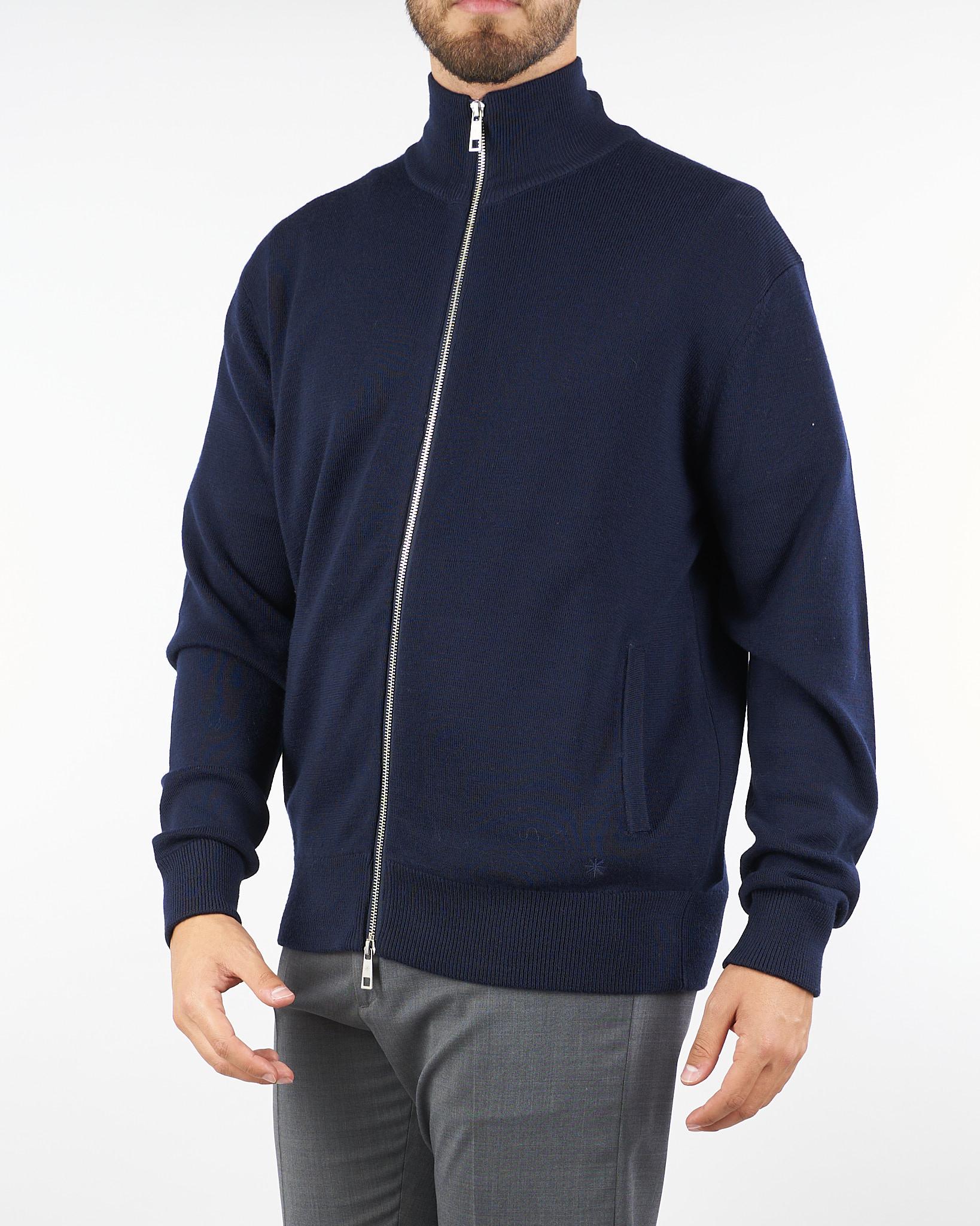 Cardigan Blu full zip in misto lana 3932M514253802 89 MANUEL RITZ 