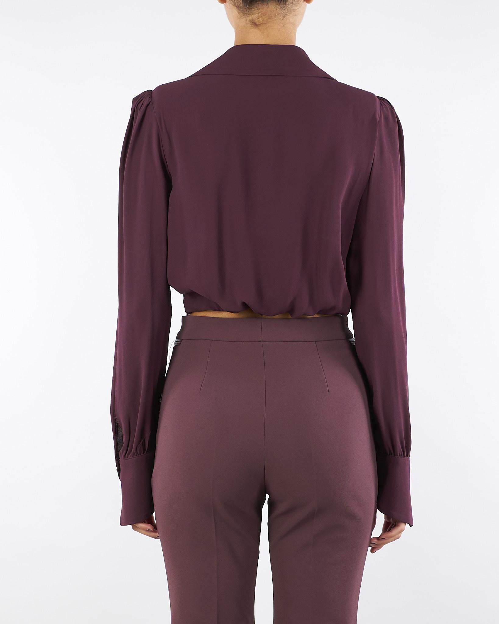 Camicia Merlot in georgette con dettaglio gioiello CAT0256E2 EA4 ELISABETTA FRANCHI 