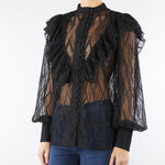 Camicia Nero in pizzo con rouches ACT15175CA0602 99 ACTUALEE 
