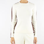 Maglia Milk-Coffee in viscosa con bande lucide<BR/> MK03S56E2 EG2 ELISABETTA FRANCHI 