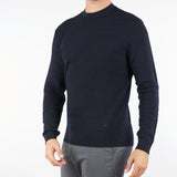 Maglia Blu in pura lana con pattern jacquard a rilievo EM002196AF138510 FB064 EMPORIO ARMANI 