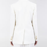 Blazer in crêpe satin di lana