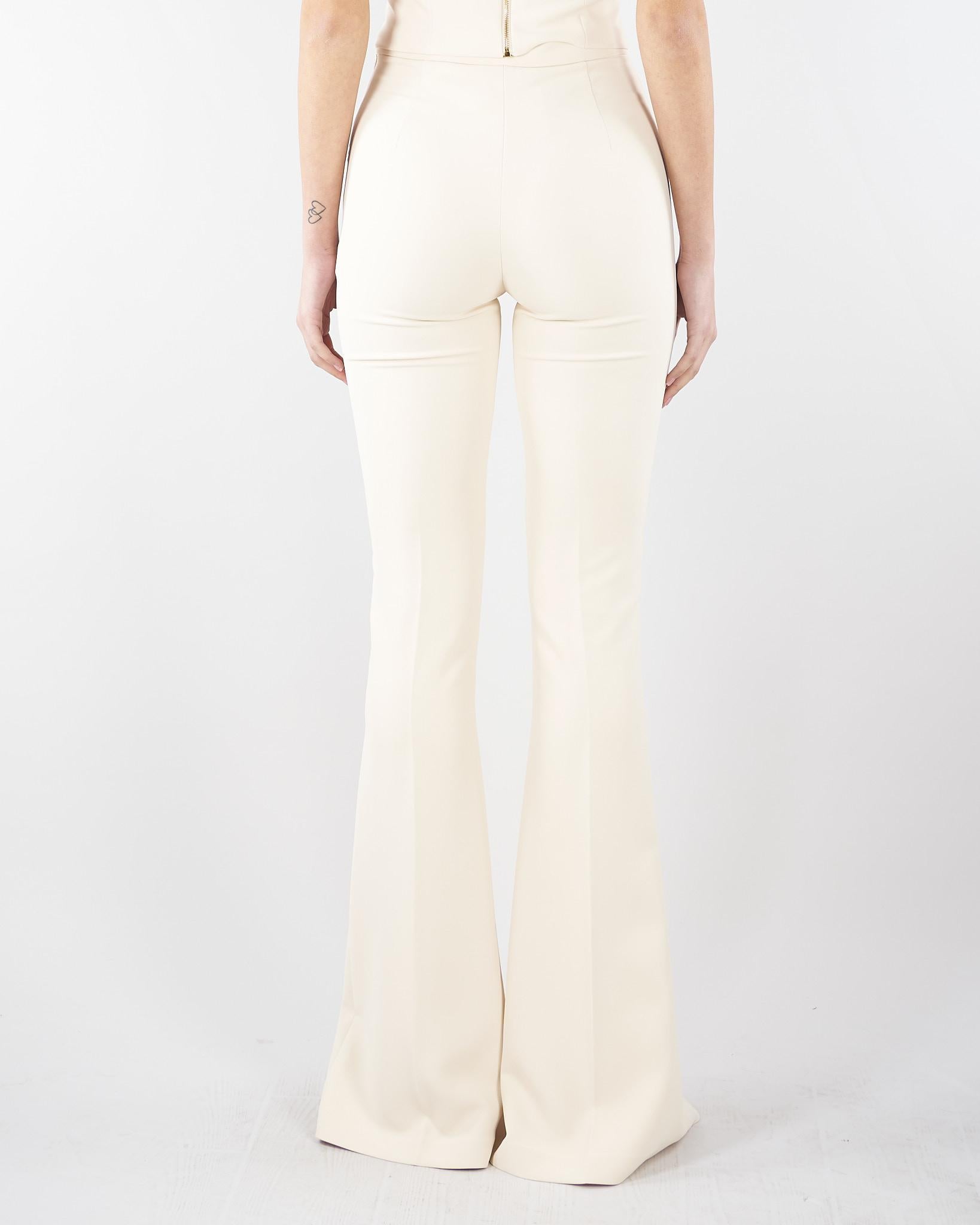Pantaloni Burro-Nero in crêpe leggero con cut-out e spacchi PA15961E2 E84 ELISABETTA FRANCHI 
