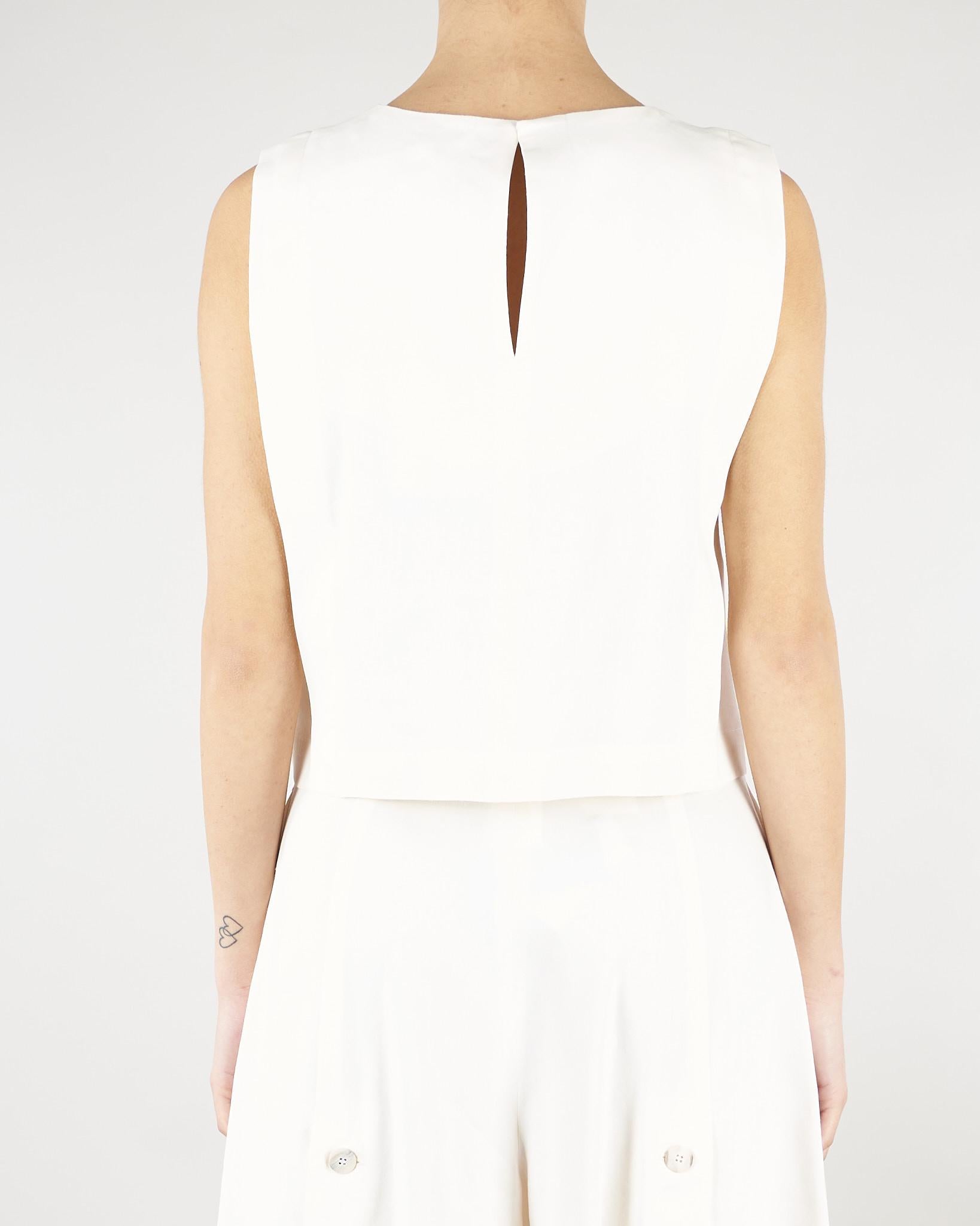 Top smanicato Bianco in misto lino stretch MLMUNION 4 MARELLA 
